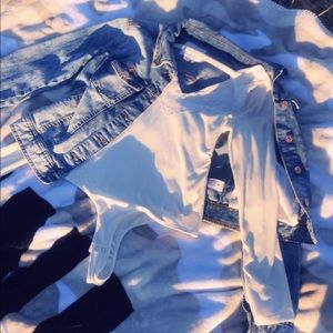 Jean jacket💙& cute long sleeve shirt🤍